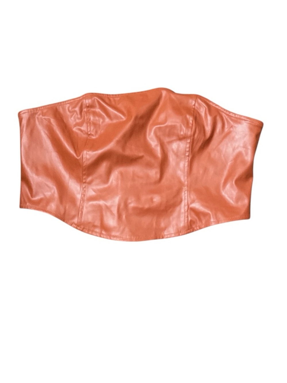 Wild Fable Coral-Orange Faux Leather Strapless Bustier Top